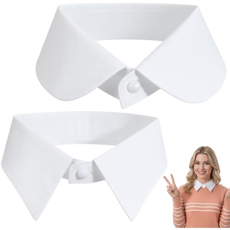 Tyqour 2pcs Fake Collar Women White Detachable Faux Collar Blouse Lapel, 2 Styles, Medium - Image 1